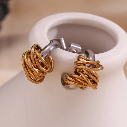 MamacitaSlay 316L Stainless Steel Mixed Color Knot Stud Earrings 18K Gold Plated Waterproof Jewelry For Women Unique Earrings