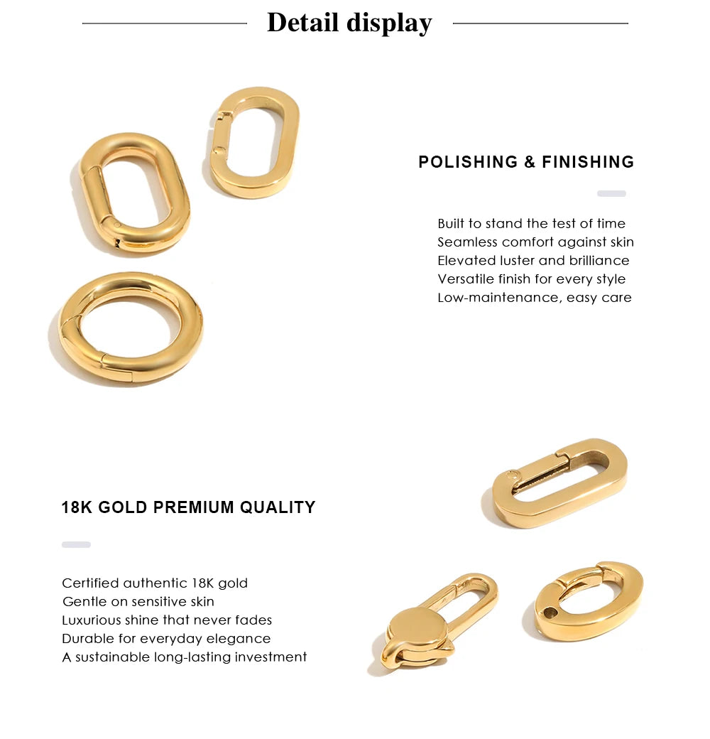 MamacitaSlay 316L Stainless Steel 18K Gold Plated Spring Ring Clasps Oval Carabiner Clasps Jewelry For DIY Bracelet Necklace