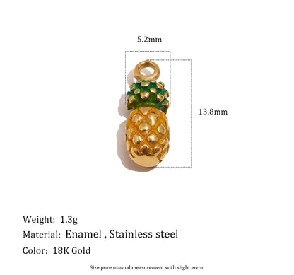 MamacitaSlay 316L Stainless Steel Fruit Enamel Charms 18K Gold Plated Waterproof Jewelry For DIY Bracelet Necklace Pendant Gifts