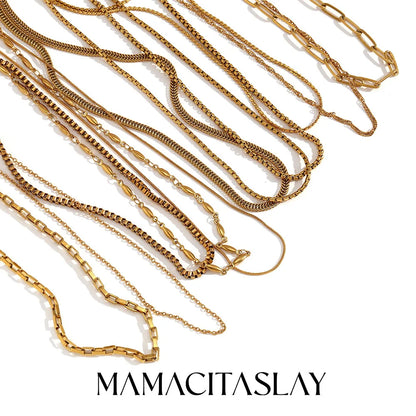 MamacitaSlay Water Wave Chain Snake Chain Women's 316L Stainless Steel Necklace Bracelets Belly Chain Various Styles Jewelry