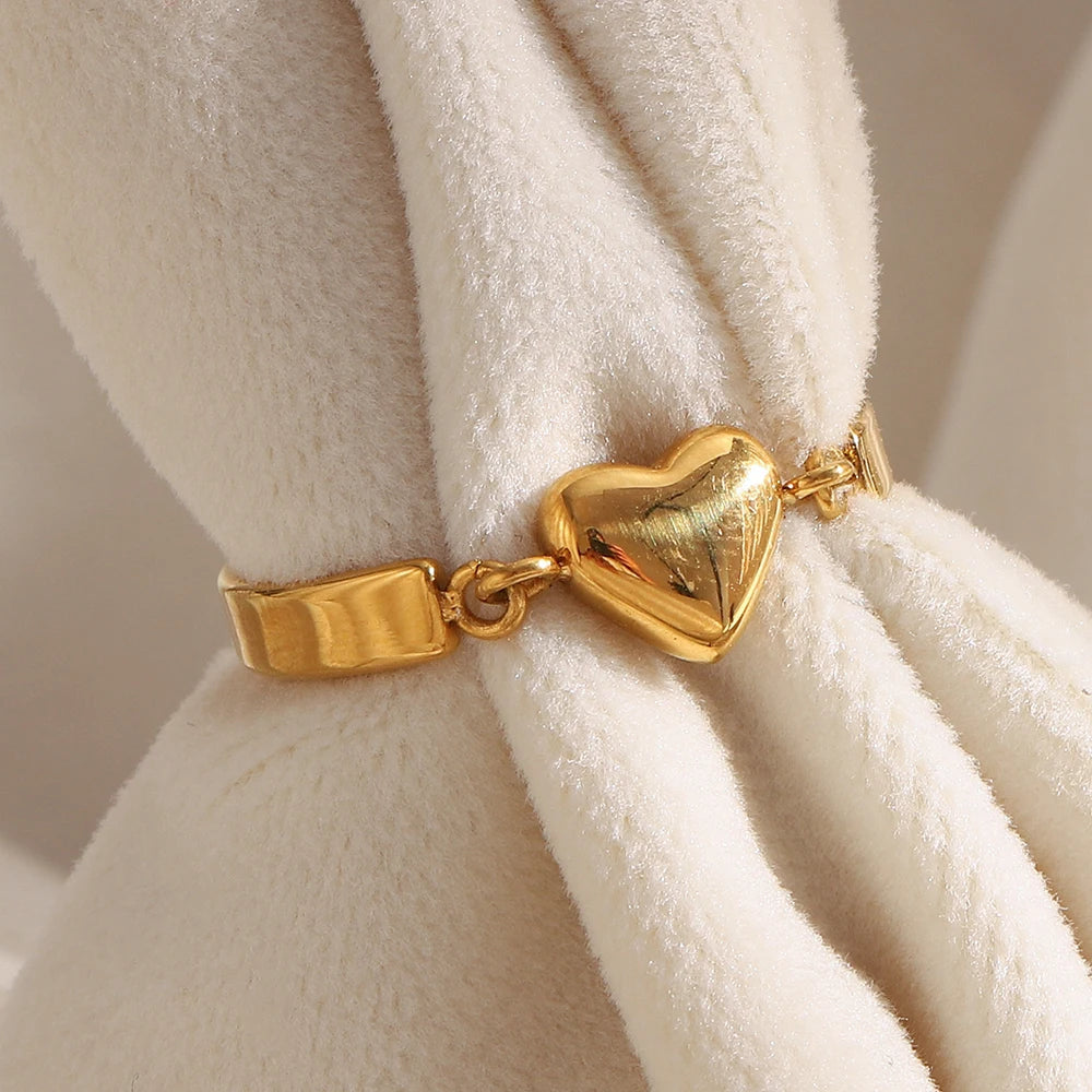 MamacitaSlay 316L Stainless Steel Two Tone Heart Ring Party Waterproof Jewelry Women's Unique Cool Charm Ring 2025 Trend Gift