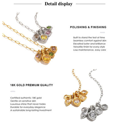 MamacitaSlay 316L Stainless Steel Irregular  Multicolor Zircon Necklace 18K Gold Plated Waterproof Minimalist Jewelry For Women