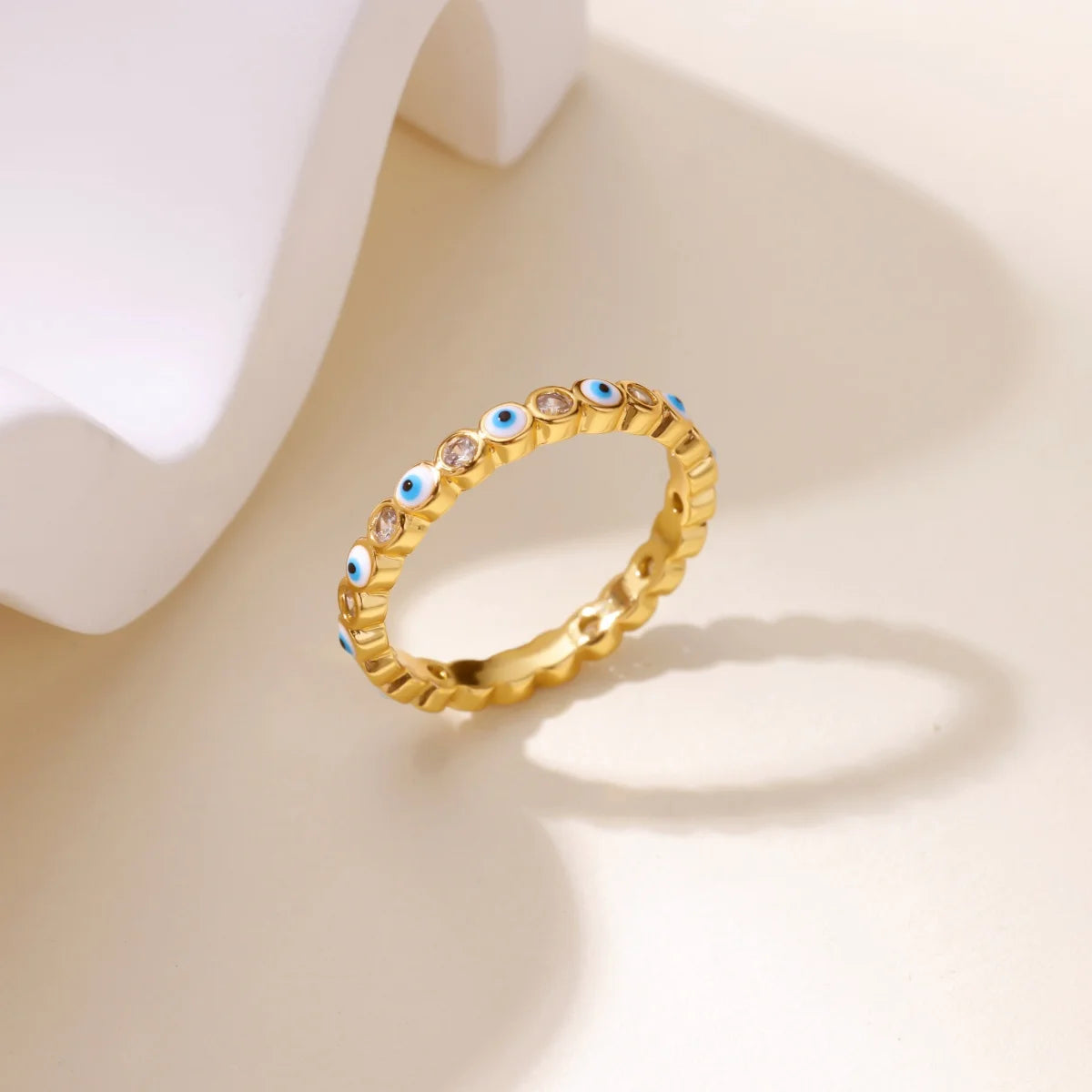 Stainless Steel Evil Eye Finger Ring Lucky Aesthetic Turkish Waterproof