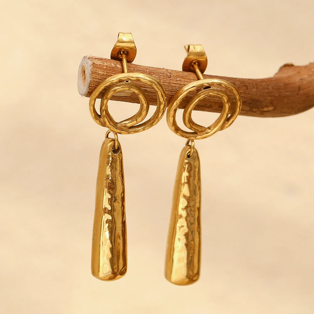 MamacitaSlay Creative 18K Gold Plated Stainless Steel Spiral Earrings, Popular Waterproof Jewelry Women's Charm Earrings Gift