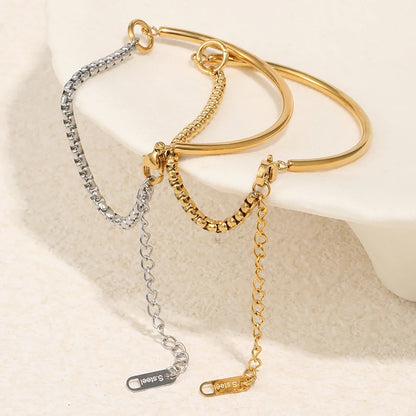 MamacitaSlay 316L Stainless Steel Mixed Color Asymmetric Bracelet 18K Gold Plated Waterproof Wrist Jewelry Women's Bracelet Gift