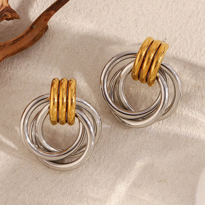 MamacitaSlay Minimalist Stainless Steel Gold Silver Colour Geometric Earrings Women's Waterproof Jewelry High Quality Gift
