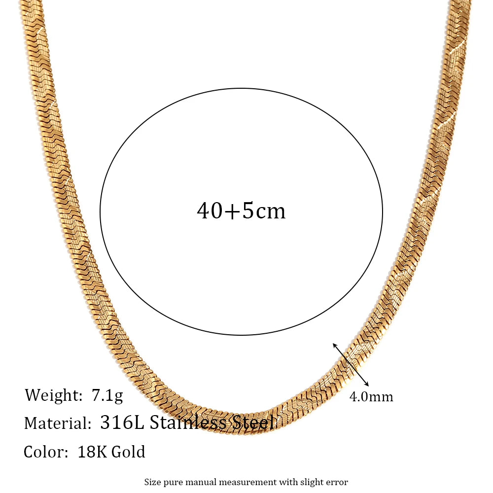 MamacitaSlay 316L Stainless Steel Snake Bone Stackable Necklace Bracelet 18K Gold Plated Waterproof Jewelry Set For Women Gift