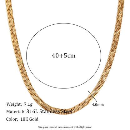 MamacitaSlay 316L Stainless Steel Snake Bone Stackable Necklace Bracelet 18K Gold Plated Waterproof Jewelry Set For Women Gift