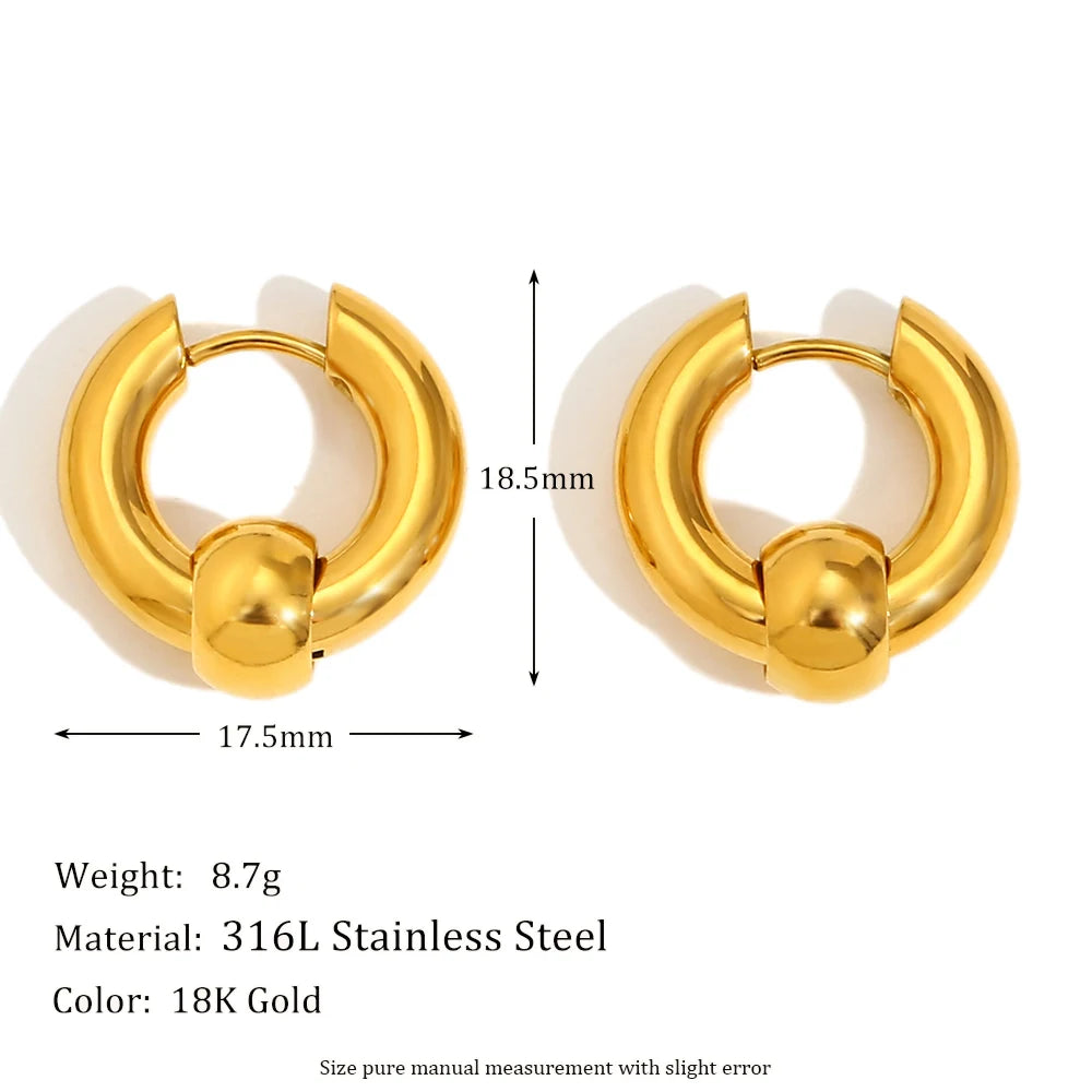 MamacitaSlay Geometric18K Gold Plated Hoops women's earrings Waterproof Daily stainless steel women's jewelry new in earrings