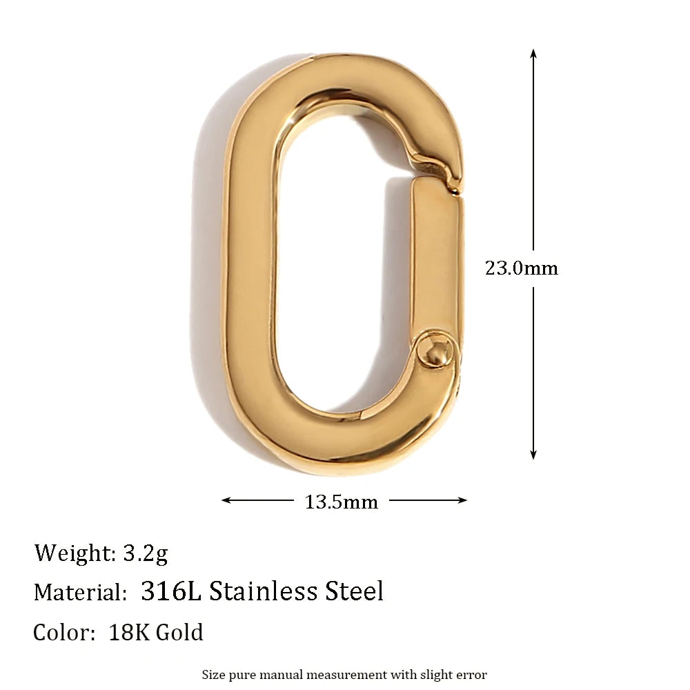 MamacitaSlay 316L Stainless Steel 18K Gold Plated Spring Ring Clasps Oval Carabiner Clasps Jewelry For DIY Bracelet Necklace