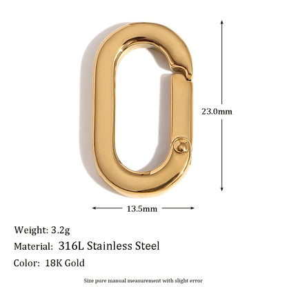 MamacitaSlay 316L Stainless Steel 18K Gold Plated Spring Ring Clasps Oval Carabiner Clasps Jewelry For DIY Bracelet Necklace