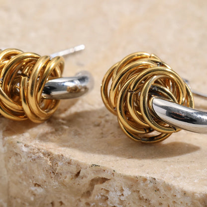 MamacitaSlay 316L Stainless Steel Mixed Color Knot Stud Earrings 18K Gold Plated Waterproof Jewelry For Women Unique Earrings
