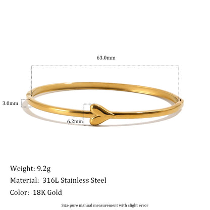Mamacitaslay 316L Stainless Steel Heart Thin Bracelet Minimalist 18K Gold Plated Waterproof Jewelry Daily Dating Gifts Women