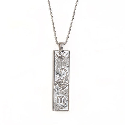 MamacitaSlay 316L Stainless Steel Zodiac Sign Rectangle Pendant Necklace 18K Gold Plated Waterproof Jewelry For Women Daily Wear