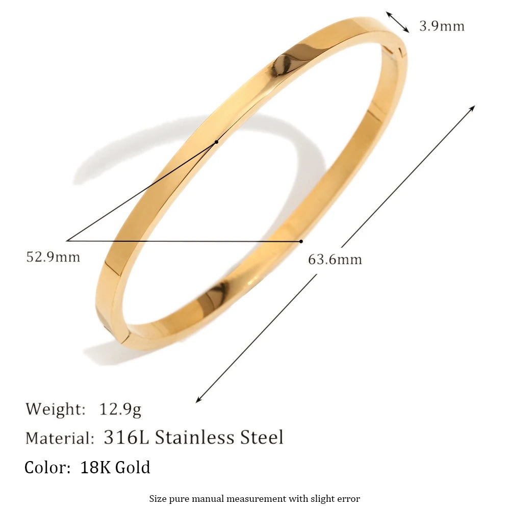 MamacitaSlay 316L Stainless Steel Smooth Surface Stackable Bangle 18K Gold Plated Waterproof Jewelry Women's Classic Bracelet