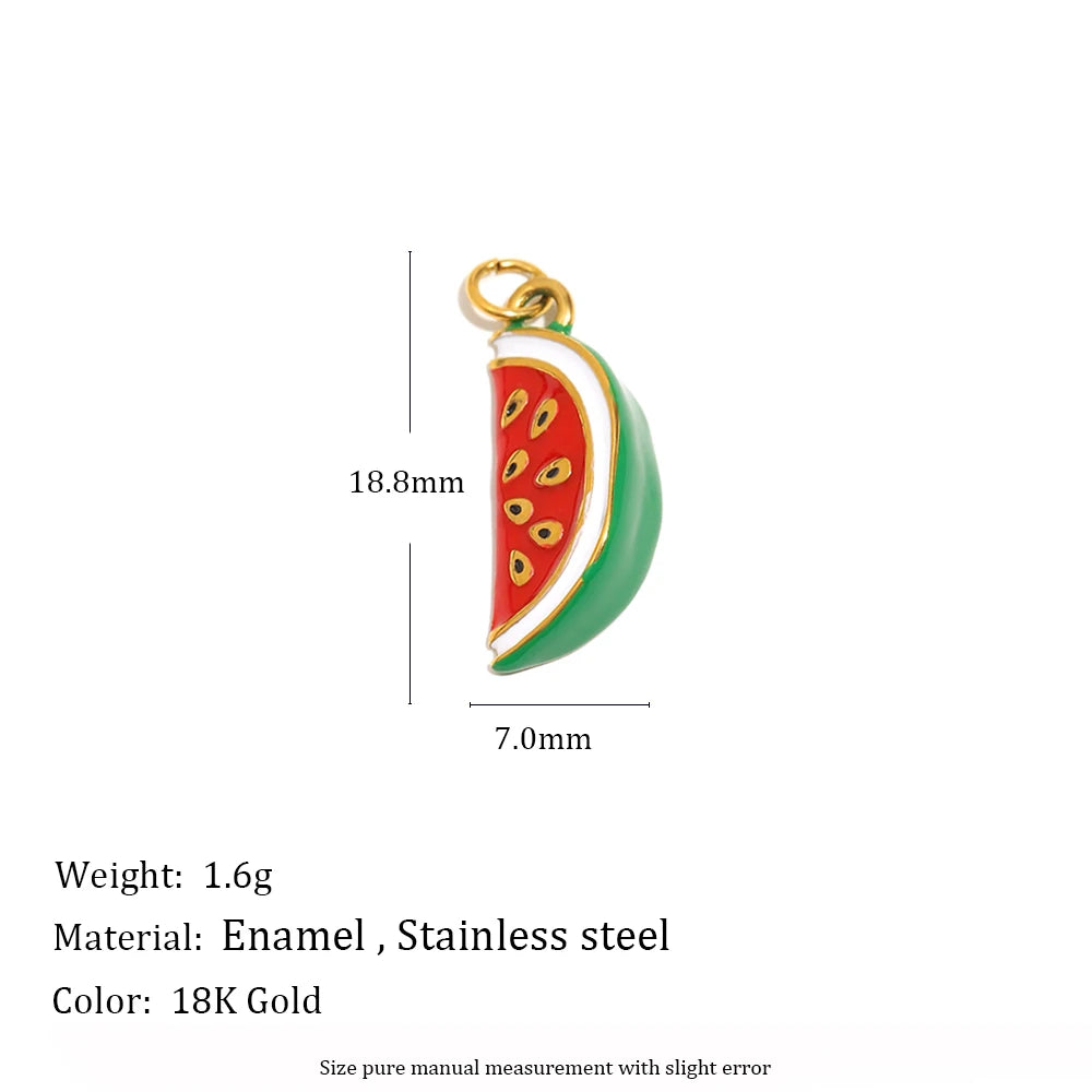 MamacitaSlay Stainless Steel Resin Tropical Fruit Charms Earrings Necklace Bracelet DIY Accessories Women's Waterproof Pendant