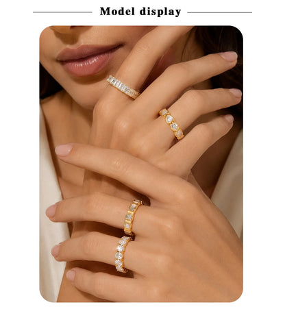 MamacitaSlay 316L Stainless Steel Heart Square Zircon Ring 18K Gold Plated Waterproof Stackable Statement Jewelry For Women Gift