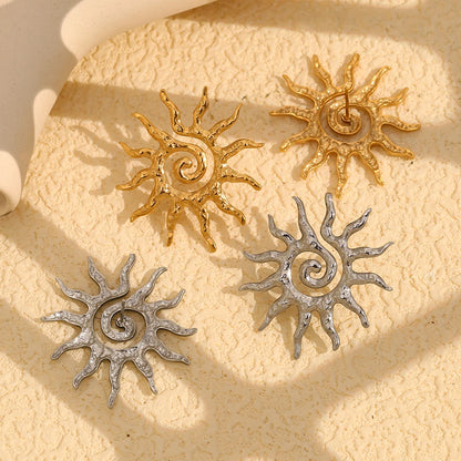 MamacitaSlay Sun Flower Stud Earrings18K Gold Plated Stainless Steel Waterproof Jewelry 2025 New Trendy Party Women's Charm Gift