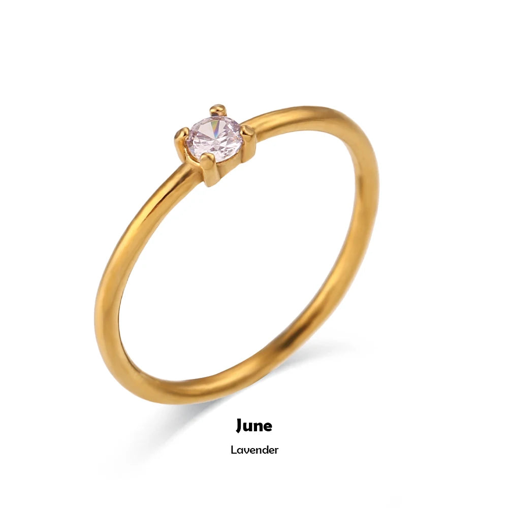 MamacitaSlay Stainless Steel Ring Thin Strip White Zircon Ring Glamorous Women's Classic Waterproof Jewelry High Quality Gifts