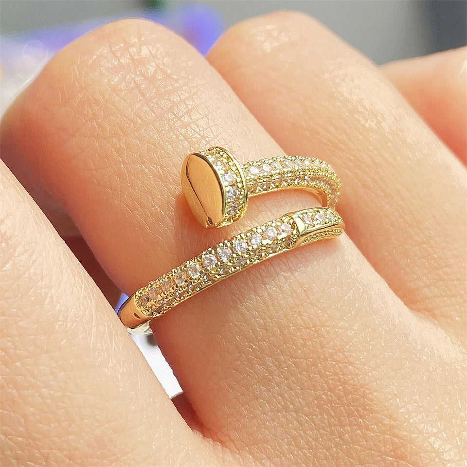 Zircon Studded Nail Wrap Ring
