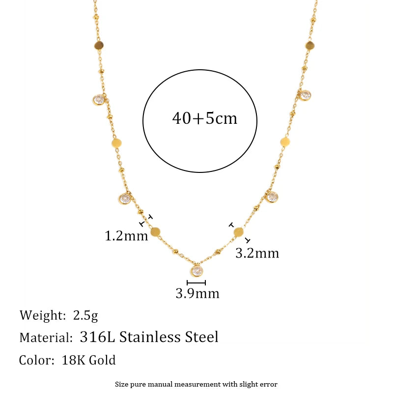 MamacitaSlay 316L Stainless Steel Zircon Flower Stackable Necklace Party Waterproof Neck Jewelry Women's Elegant Necklace Gift