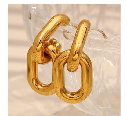 MamacitaSlay 316L Stainless Steel Double Color Double Layer Earrings Party Waterproof Jewelry Women's Unique Cool Earrings Gift