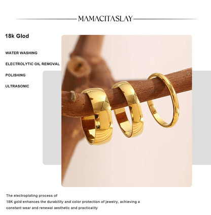 MamacitaSlay 316L Stainless Steel Minimalist Ring 18K Gold Plated Waterproof Jewelry Women Classic High Quality Gifts Ring