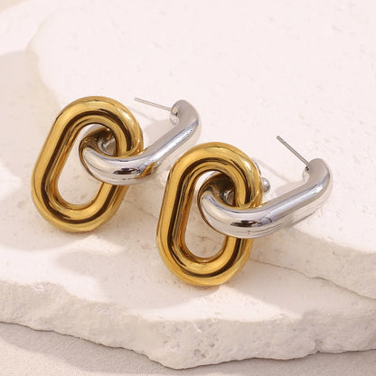 MamacitaSlay 316L Stainless Steel Double Color Double Layer Earrings Party Waterproof Jewelry Women's Unique Cool Earrings Gift