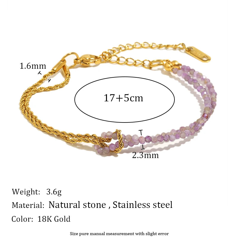 MamacitaSlay 316L Stainless Steel Natural Stone Handmade Asymmetric Bracelet Party Waterproof Jewelry Women's Charm Bracelet