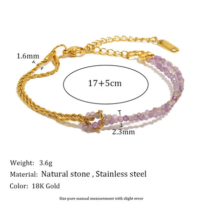 MamacitaSlay 316L Stainless Steel Natural Stone Handmade Asymmetric Bracelet Party Waterproof Jewelry Women's Charm Bracelet