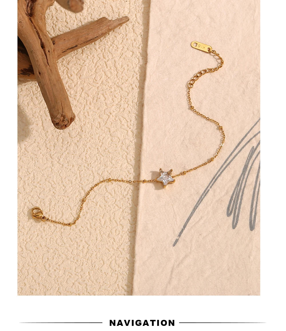 MamacitaSlay Elegant Sparking Star Thin Chain bracelets Tarnish Free Watewrproof stainless steel bracelet Trendy jewelry women