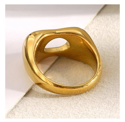 MamacitaSlay Minimalist 316L Stainless Steel Irregular Hollow Out Ring 18K Gold Plated Waterproof Jewelry For Women Daily Wear