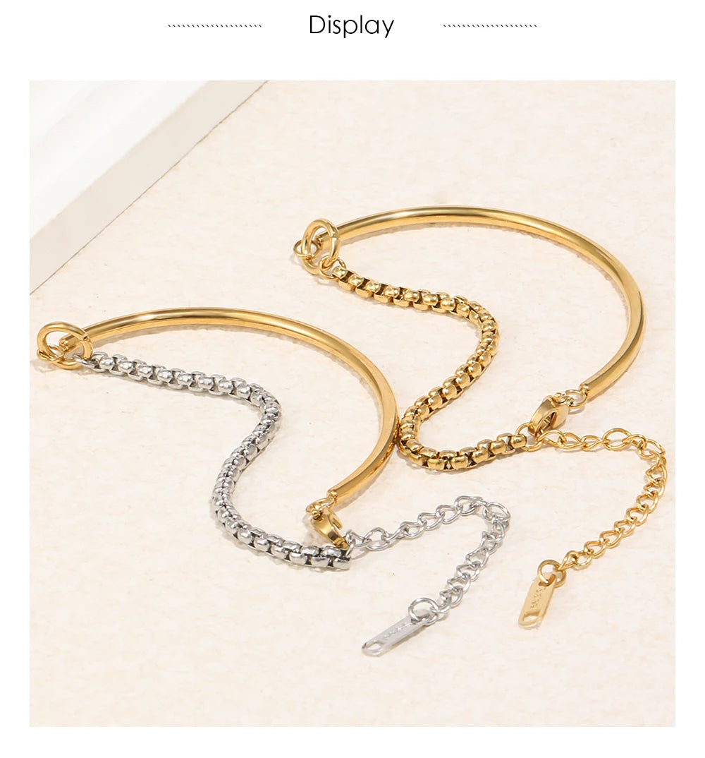 MamacitaSlay 316L Stainless Steel Mixed Color Asymmetric Bracelet 18K Gold Plated Waterproof Wrist Jewelry Women's Bracelet Gift