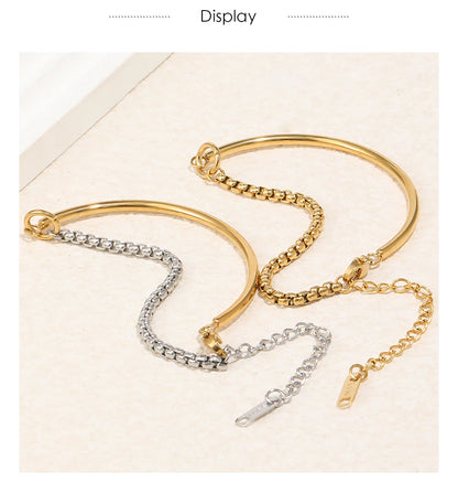 MamacitaSlay 316L Stainless Steel Mixed Color Asymmetric Bracelet 18K Gold Plated Waterproof Wrist Jewelry Women's Bracelet Gift
