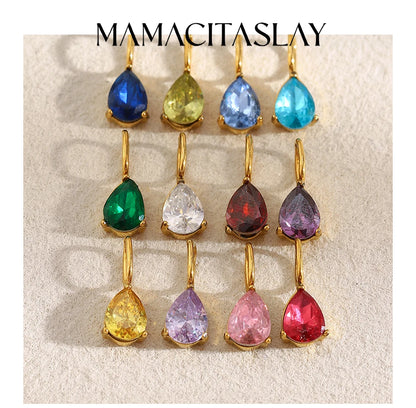 MamacitaSlay 316L Stainless Steel Zircon December Birthstone Charms Earrings Necklaces Bracelets DIY Pendant Waterproof Jewelry