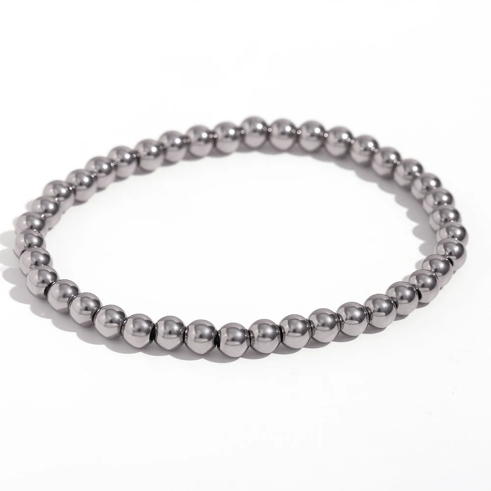 MamacitaSlay 316L Stainless Steel Elastic Bead Bracelet 18K Gold Plated Waterproof Wrist Jewelry High Quality Bracelet Gifts