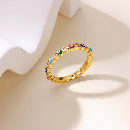 Stainless Steel Evil Eye Finger Ring Lucky Aesthetic Turkish Waterproof