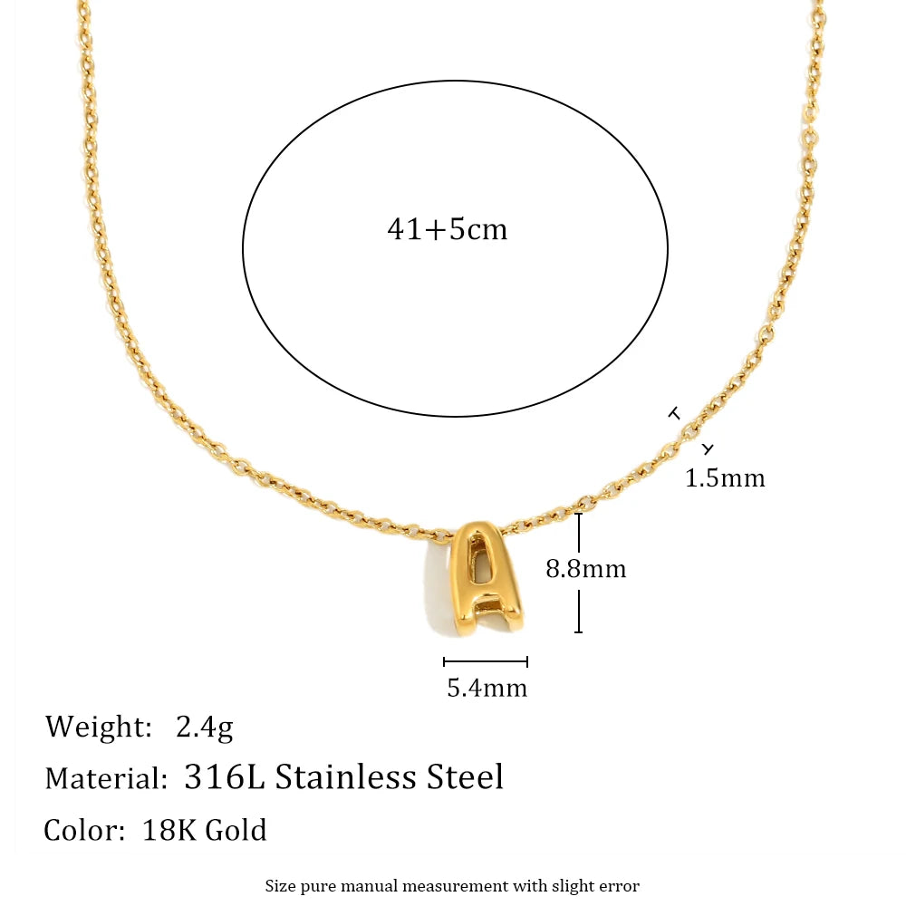 MamacitaSlay 316L Stainless Steel Letter Pendant Necklace Waterproof 18K Gold Plated Neck Jewelry Women's Minimalist Necklace