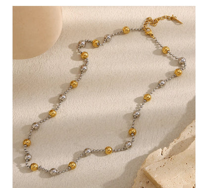 MamacitaSlay Stainless Steel Double Color Steel Ball Pendant Necklace Party Waterproof Jewelry Women's Charming Neck Jewelry