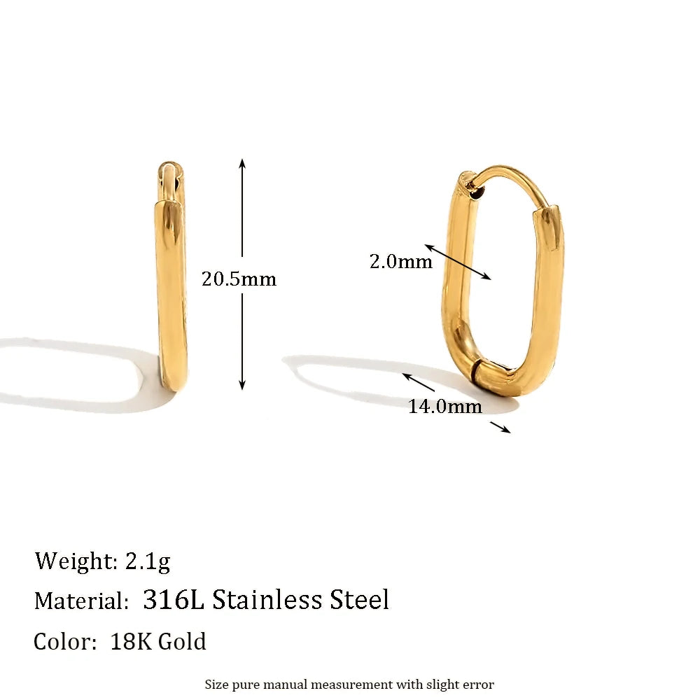 MamacitaSlay Classic Multi-Size U-Shape Hoops 18K Gold Plated Women's Earrings Waterproof 316L Stainless Steel Women's Jewelry