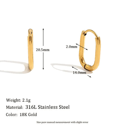 MamacitaSlay Classic Multi-Size U-Shape Hoops 18K Gold Plated Women's Earrings Waterproof 316L Stainless Steel Women's Jewelry