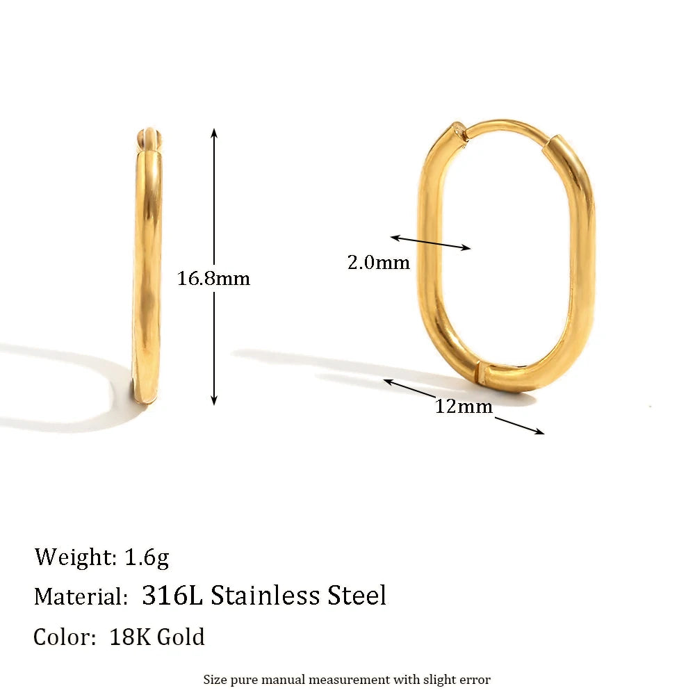 MamacitaSlay Classic Multi-Size U-Shape Hoops 18K Gold Plated Women's Earrings Waterproof 316L Stainless Steel Women's Jewelry