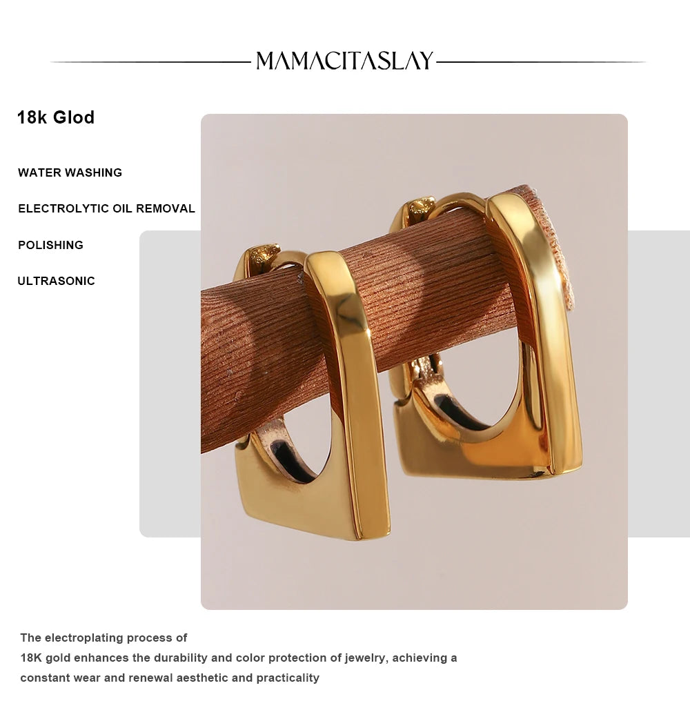 MamacitaSlay 316L Stainless Steel Square Hoop Earrings Party Classic Jewelry Women's Minimalist Statement Earrings High Quality