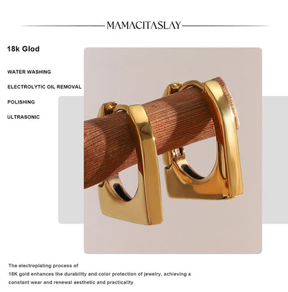 MamacitaSlay 316L Stainless Steel Square Hoop Earrings Party Classic Jewelry Women's Minimalist Statement Earrings High Quality