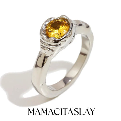 MamacitaSlay 316L Stainless Steel Zircon Irregular Ring 18K Gold Plated Waterproof Jewelry Women's Classic Ring High Quality