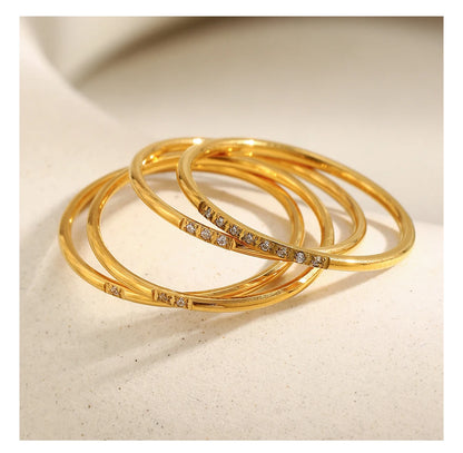 MamacitaSlay 316L Stainless Steel AAA Zircon Slim Stackable Ring Set 18K Gold Plated Minimalist Waterproof Jewelry For Women
