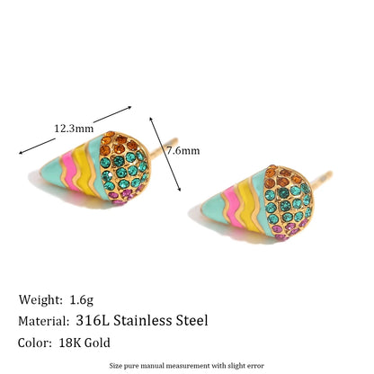 MamacitaSlay Sweet colorful enamel sandwich pizza ice cream sparkling Women's earrings gold plated Jewelry Woman accesories