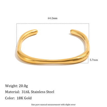 MamacitaSlay 316L Stainless Steel Twisted Wave Fold Thin Wire Cuff Bangle 18K Gold Plated Waterproof Jewelry For Women Bracelet