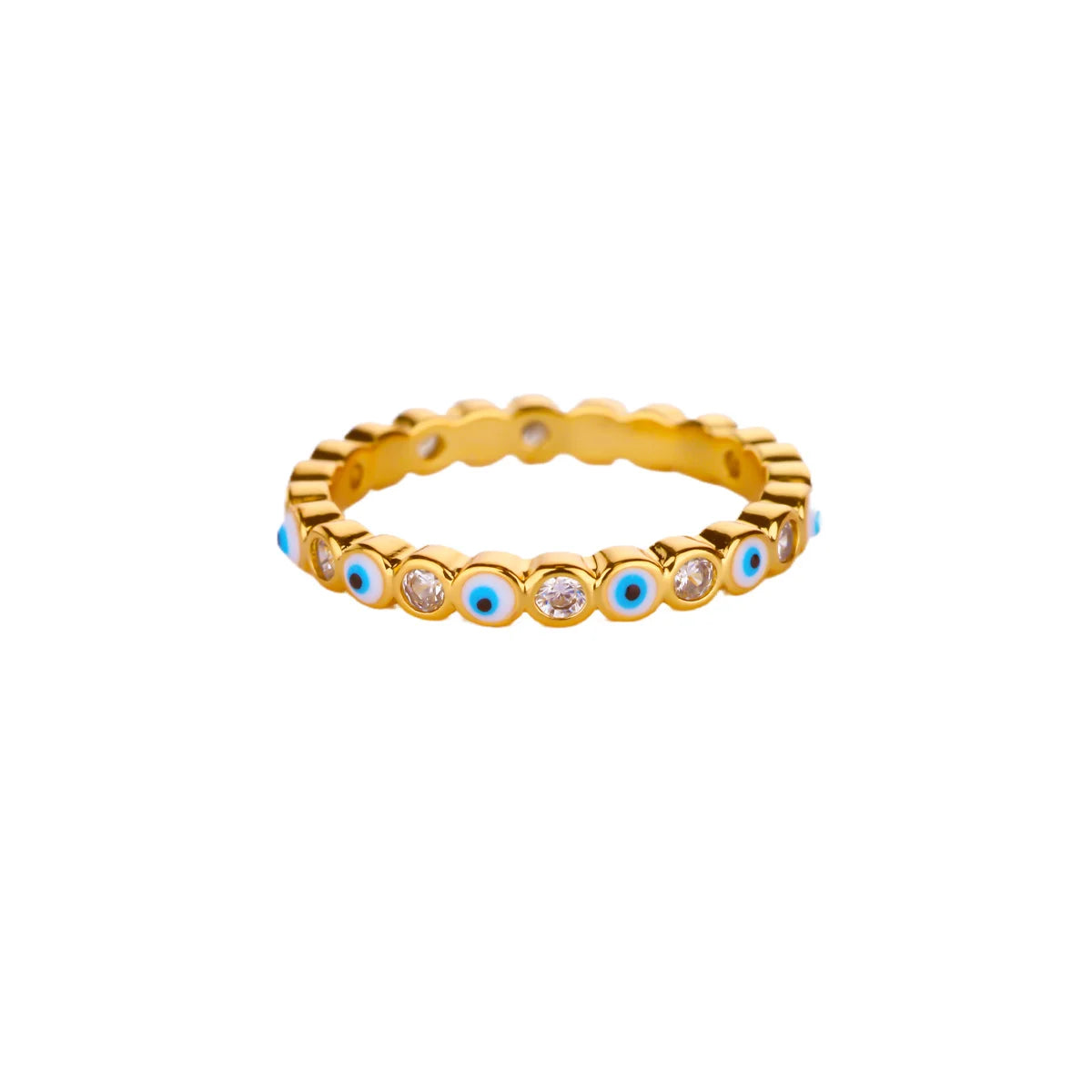 Stainless Steel Evil Eye Finger Ring Lucky Aesthetic Turkish Waterproof