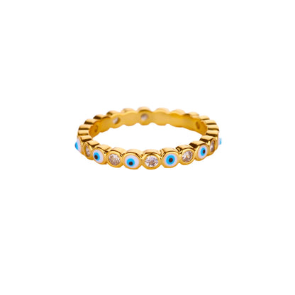 Stainless Steel Evil Eye Finger Ring Lucky Aesthetic Turkish Waterproof